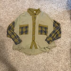 POL gauze flannel top